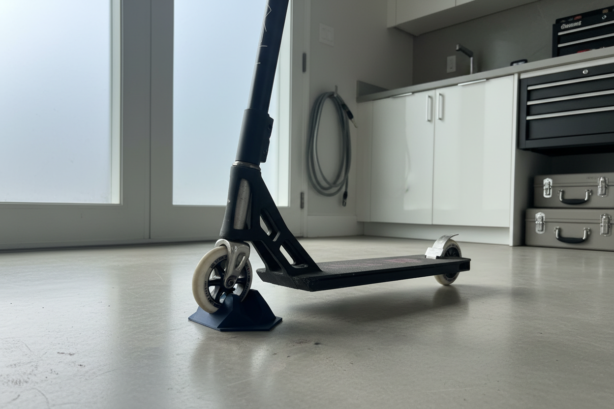 Scooter stand in modern setting